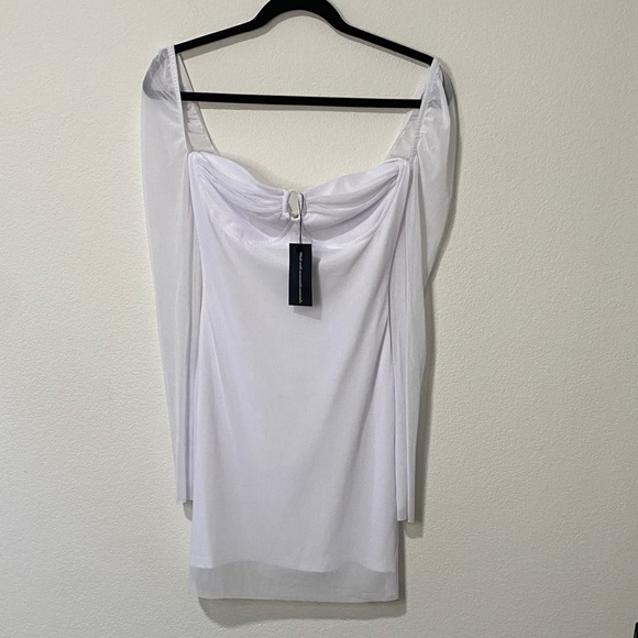 Dresses & Skirts - Women’s Sexy Tie Back Zipper Mesh White Long Sleeve Mini Dress Wedding Summer